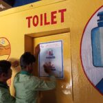 Dissemination of key Messages of Achhi Aadat Campaign through installation of posters in the Public Toilets.